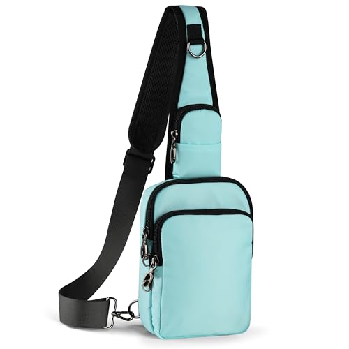 VADOO Sling Bag, Crossbody Bag with Zipper Lock, RFID Blocking & Water Resistant for Men and Women (Light Blue)