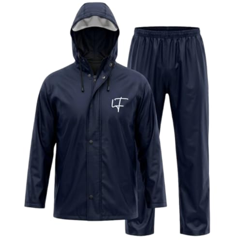 Image of Leriya Fashion Raincoat for Men Waterproof with Hooded Cap | Lightweight Windproof Rainsuit Jacket for Men Waterproof | 2-Piece Raincoat with Button Closure | Rainwear Ideal for Bike Riding & Travel