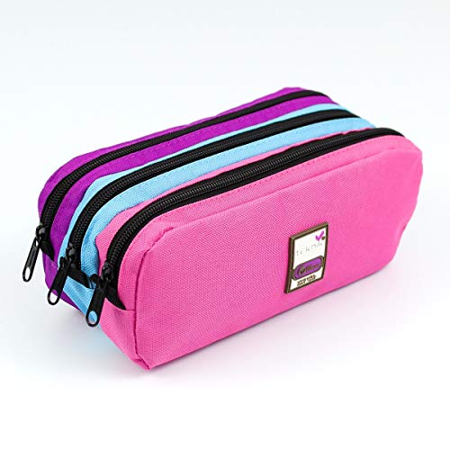 Viquel - Trousse Scolaire 3 Compartiments Grande Capacité TRIZIP Multicolore