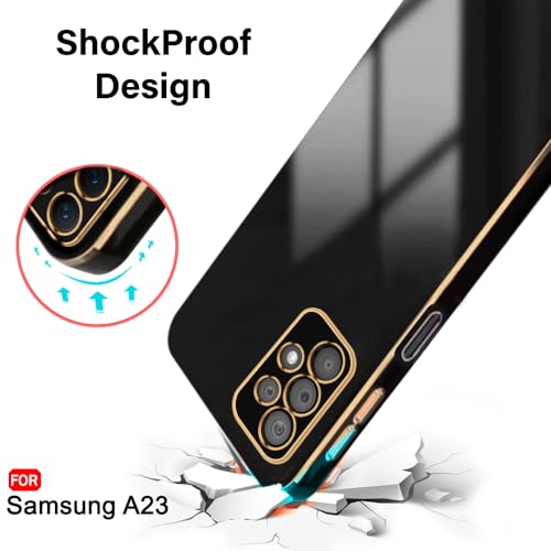 Image of TheGiftKart Thermoplastic Polyurethane Luxurious Golden-Plated Back Cover Case for Samsung Galaxy A23 4G /A23 5G|Raised Lips for Camera & Screen Protection|Shockproof Back Case for Samsung A23 /A23 5G