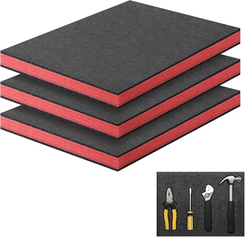 Storystore Polyurethane Foam Sheet 3pcs 40 x 30 x 2.5cm Tool Box Foam Inserts Cuttable Tool Box Liner Tool Boxes Organiser Inserts for Tool Box Flight Cases Camera Storage DIY Storage System