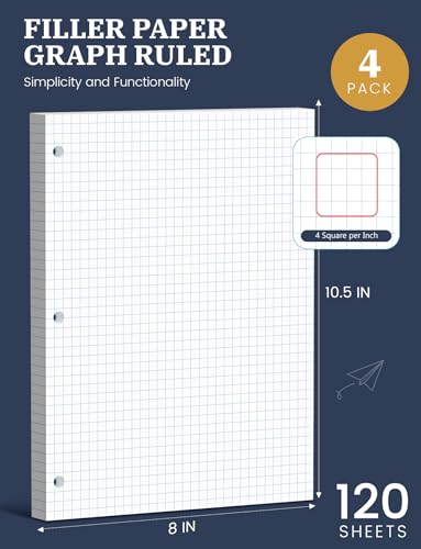 image for Aidunmis Graph Paper Loose Leaf, 120 Sheets Loose Leaf Paper, Binder P