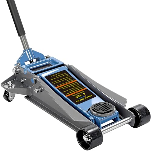 Larbanke 4-Ton Low Profile Double-Piston Hydraulic Floor Jack,Lift Range 3.93in-20.98in, with Rubber Pads, Suitable for Home and Workshop Automotive Maintenance of Various Vehicles, Blue
