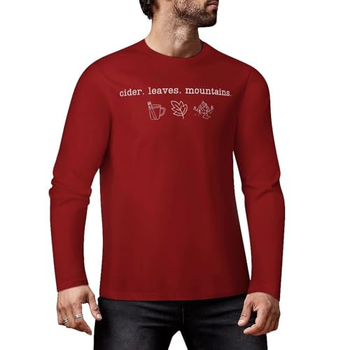 Fall Leaves -2 - Camiseta de manga larga con gráficos divertidos de algodón de primera calidad para hombres y mujeres, Estilo carmesí oscuro, S