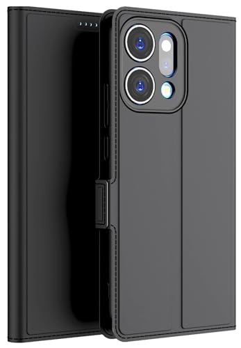 Image of Kapa Noble Slim Magnetic Leather Flip Case Cover for Oppo Reno 14 5G | Card Holder Stand Flip Wallet Case (Black)
