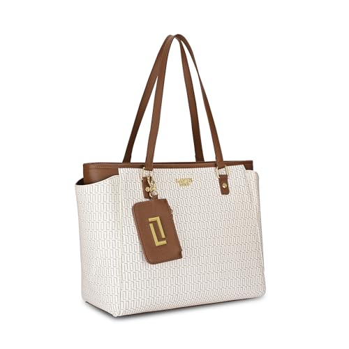 Image of Lavie Luxe Women's Monogram Addie Laptop Tote Handbag | Fits Upto 14 Inch Laptop | Laptop Bag for Work | Ladies Purse | Stylish Shoulder Bag | Gift For Women