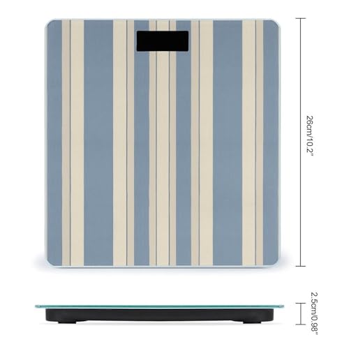 Báscula digital para baño azul y beige a rayas miniatura 2