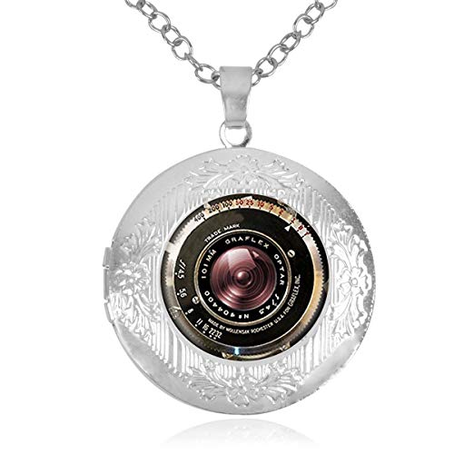 Locket Closure Pendant Necklace with Pearl Jewelry Vintage Camera Antique Camera Lens Necklace