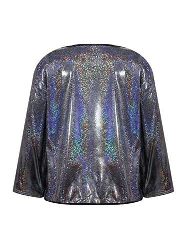 YEAHDOR Kids Girls Glittery Cardigan Long Sleeve Open Front Shiny Shrug for Cheerleading Dance Performance2