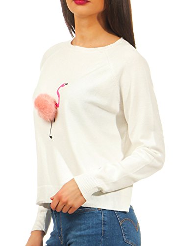 Only Onlvally L/s Pullover Box Knt Felpa, Bianco