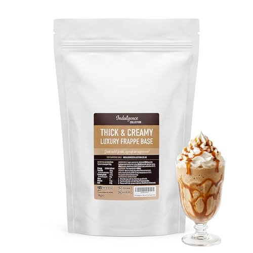 Indulgence Collection Frappe Powder Base 1kg - Unflavoured Mix - Luxurious Thick and Creamy Texture - Flavour with Espresso Milk Syrup and Fruit - Vegetarian and Gluten-Free - Made in the UK