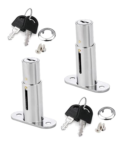 Verrou à piston poussoir de 40 mm de long, cylindre de 19 mm de diamètre en alliage de zinc avec clés pour tiroir, à pêne avec cylindre de pression pour...