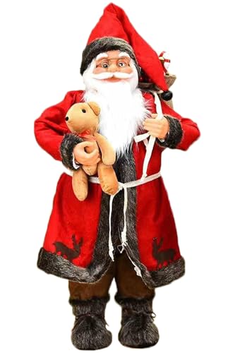 ITODA Standing Santa Handcraft Father Christmas Figure Xmas Old Man Christmas Home Holiday Decoration Ornament Figure for Fireplace Bookcase Dining Table Shop Window 30cm kids 14+