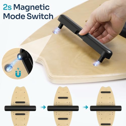 Image of Sportneer Balance Board - 7 Modes Wobble Board with Adjustable Stoppers - Exercise Balancing Stability Trainer for Improve Balance, Surf Trainer & Physical Therapy - Roller and 2.8'' Ball Included