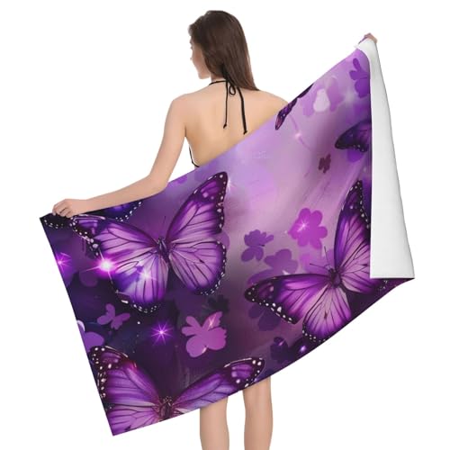 DCEHGEW Butterflies Print Printed Microfiber Bath Towels 52x32 Inch, Highly Absorbant Beach Towel Bath Sheets for Bathroom Travel Hotel Spa