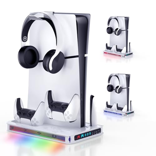 ZYTHRONE PS5/Pro/Slim�p�X�^���h�i�f�B�X�N���f�W�^���R���\�[���Ή��j�APS5��p�X�e�[�V�����i�f���A���R���g���[���[�[�d��t���j�ARGB���C�g�A��p�t�@���A�w�b�h�Z�b�g�z���_�[�ADIY