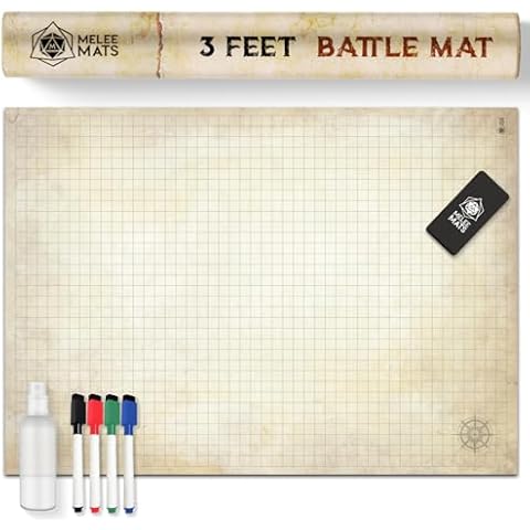 Melee Mats DND Map Starter Kit for Dungeons & Dragons Game - 24” x 36", Wet/Dry Erase Battle Terrain Grid - Ultimate Tabletop Gaming Experience with Accessories Cover