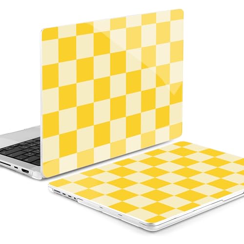 Image of MEEgoodo Case for MacBook Pro 16 inch 2026 2024 2023 2021, Laptop Hard Shell Compatible with M5 M4 M3 M2 M1 Pro /Max Chip, Fit Model A3429 /A3428 /A3403 /A3186 /A2991 /A2780 /A2485, Yellow Squares