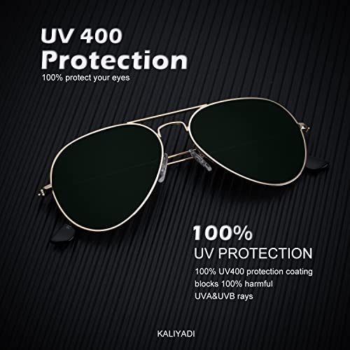 Image of KALIYADI Classic Aviator Sunglasses for Men Women Driving Sun glasses Polarized Lens UV Blocking