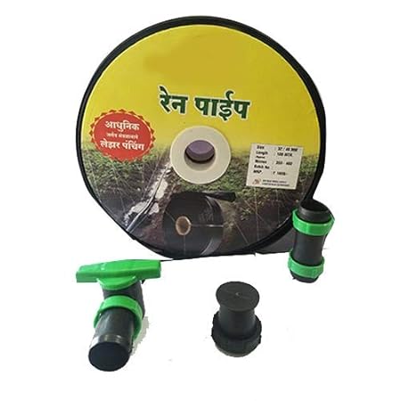 Siddhi 40mm Rain Pipe 100 Meter with Rain Pipe Cock and Grommet, Rain Pipe Joiner, Rain Pipe End Cap Thickness 350 Micron 1 Bundle 100 Meter Color Black
