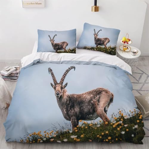 Funda Nordica Cama 90 Ovejas de Lana Funda Nórdica Edredon Animales Salvajes Fundas Nórdicas 150x200 Microfibra Suave Ropa de Cama con Cremallera y 2 Fundas de Almohada 50x75 P.1052
