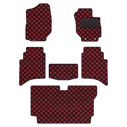 Hotfield スズキ 互換品 新型 ジムニー ノマド JC74W フロアマット+トランクマット ラゲッジマット MT車 チェックレッド