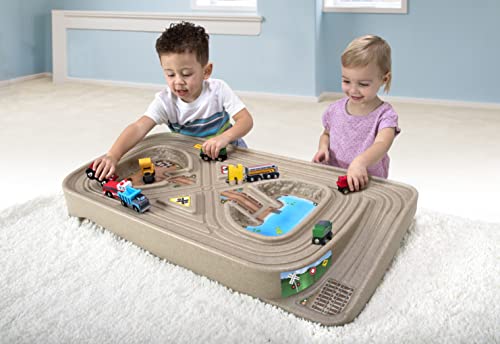Simplay3 Portable Carry And Go Kids Race Track Toy Car Train Table, 2-Sided No Assembly For Children 3 4 5 6 7 Years Old Boys Girls, Made In Usa #TOP1