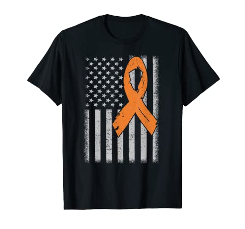 Leucemia Cáncer Concientización Vintage Bandera Americana Regalo Camiseta