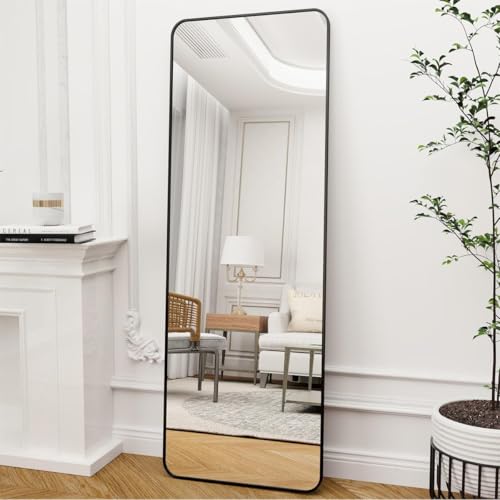 Image of VENETIAN IMAGE Elegent Full Length Mirror- Slim Frame, Modern Look- Perfect for Bedrooms, Living Rooms, & Entrences (Black /Gold /Siver) (Black, 160 x 50 Cm)