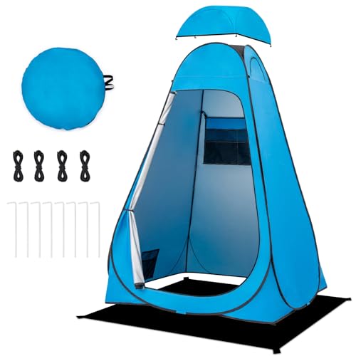 Image of BRIAN & DANY Pop Up Shower Tent, Portable Changing Tent with Rain Shelter & Windows, Privacy Tent for Camping, Toilet or Bathroom, UPF 50+ & Waterproof, 47.2 inch x 47.2 inch x 74.8 inch, Blue