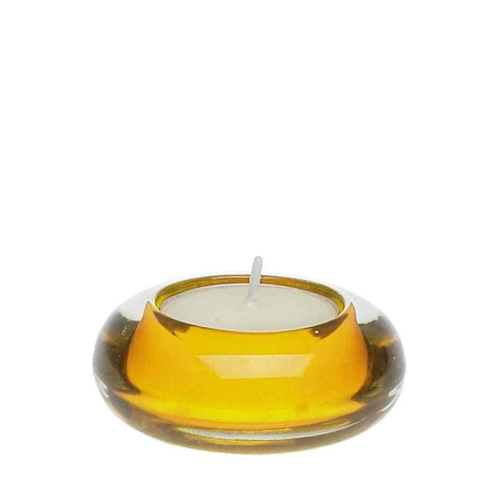 Price's Candles Round Glass Tealight Holder - Yellow