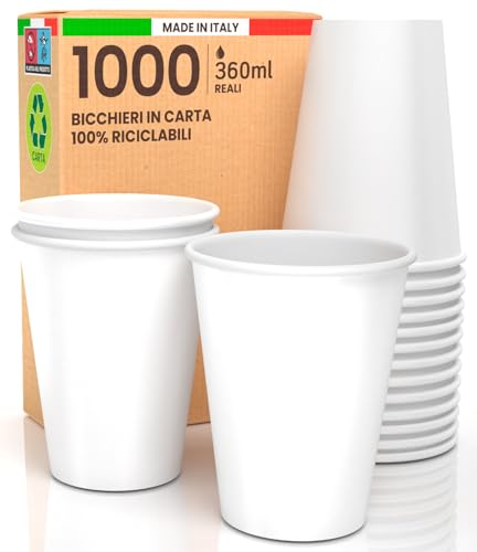 1000 Bicchieri in Carta 360ml Ecologici