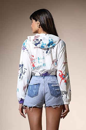Image of OM SAI LATEST CREATION Women's Western Crop Top with Hoodie Neck & Long Sleeve || Drawstring Pullover Tops || Loose Casual Hoodies for Women Top.