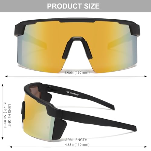 Image of WISTON XL Z87 Sunglasses for Big Wide Heads Men Women,TR90 Ultralight UV400 Protection Sun Glasses Z8224