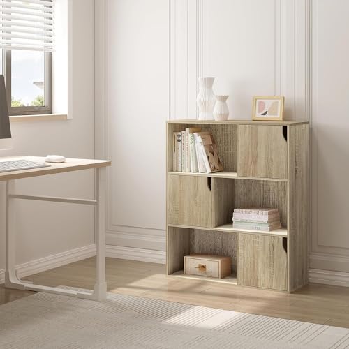 eSituro Bücherregal Standregal mit 3 Türen und 9 Fächern Würfelregal Kinder Büroregal freistehend Aufbewahrungsregal für Wohnzimmer… – Ansicht 2