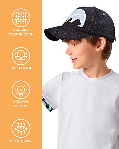 Accsa Boys Polar Bear Baseball Hat Low Profile Black Trucker Hat With Snapback Summer Sport Baseball Cap thumb #2
