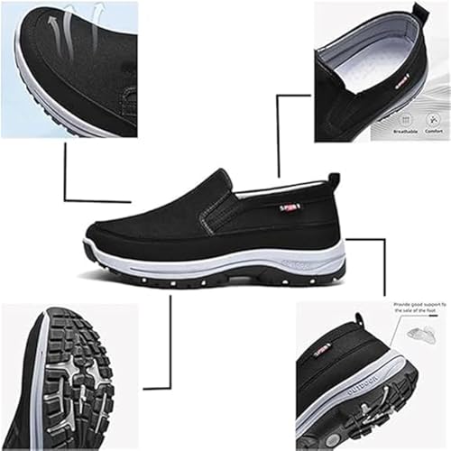 Orthowalkway Mens Shoes, Orthowalk Mens Shoes, Men's Arch Support Slip-On Canvas Loafers, Outdoor Mesh Breathable Non Slip Orthopedic Sneakers3