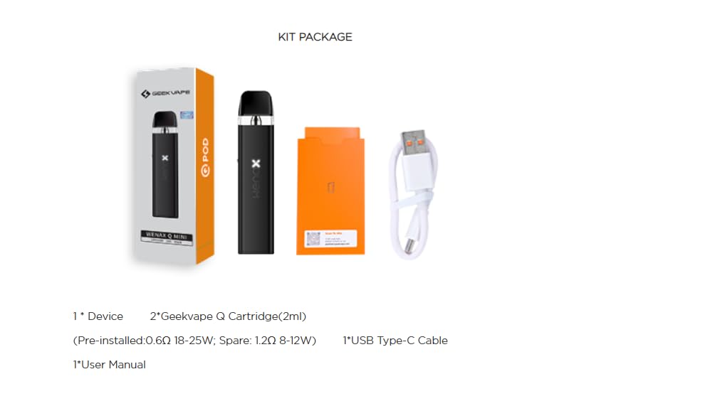 GEEKVAPE WENAX Q MINI Pod Kit 25W 1000mAh Batterie Compatible Cartuccia GEEKVAPE  Q (0,6ohm + 1,2ohm) - Cigarette lectronique MTL et RDTL : Amazon.fr:  High-Tech