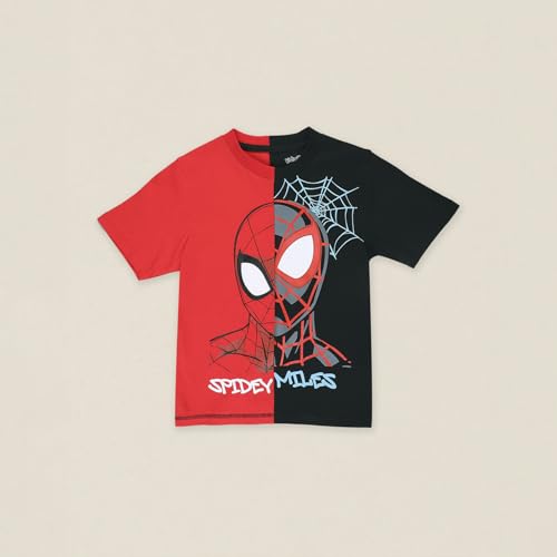 Image of Kidsville Official Marvel Avengers Spiderman Boys Half Sleeve Round Neck White Graphic Printed Cotton T-Shirts for Kid Boys