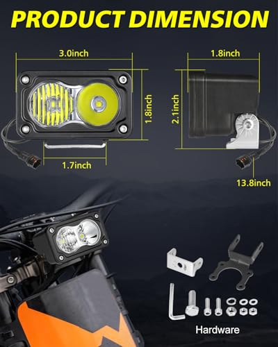 Image of Headlight Kit for Sur-Ron Segway X260 3 inch 20W Combo CREE LED Pods | High Intensity CREE LED Pods, Spot Flood Combo Beam