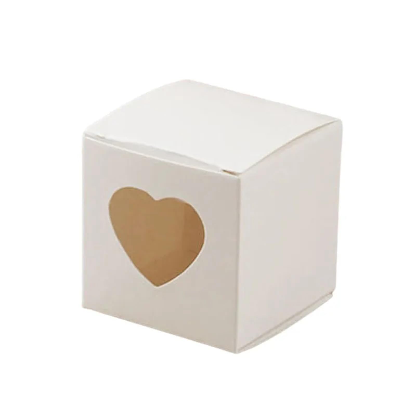 HKYBCF Cake packaging box 25/50Pcs Candy Box PVC Transparent Heart Window Favor Cute Packaging Bag Birthday Wedding Party Decoration for Wedding(White,50pcs)