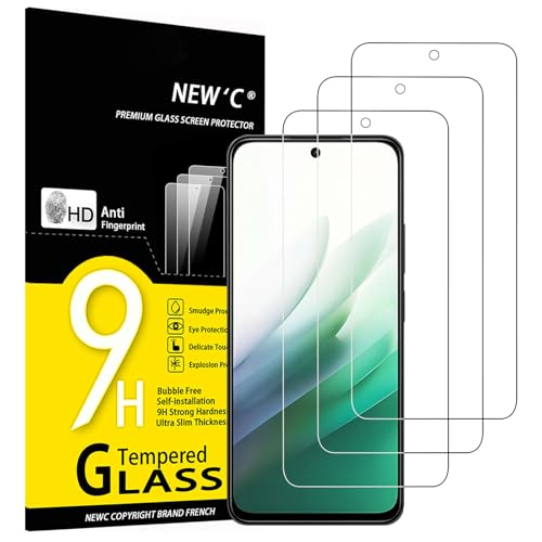 NEW'C 3 Piezas, Protector Pantalla para Xiaomi Redmi 15 5G/4G, Xiaomi POCO M7 4G, POCO M7 Plus 5G, Cristal templado Antiarañazos, Antihuellas, Sin Burbujas, Dureza 9H, 0.33 mm Ultra Transparente