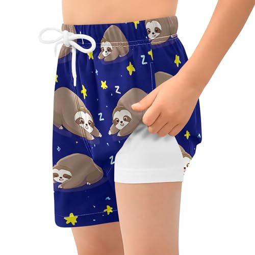 Bolaz Toddler Boys Swimwear Swim Trunks with Compression Liner 4T Sloth Star2