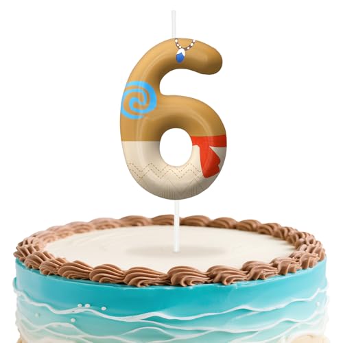 Image of Hawaii Number 6 Birthday Candles, Island Themed Cake Topper for Boys Girls Cake Decorations, Birthday Decorations Party Supplies, Number Candles for Party Decor