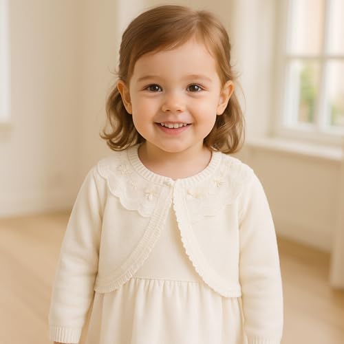 Winmany Baby Girl and Toddler Long Sleeve Cardigan Kids Knitted Lace Shrug Cardigan Sweater 1-8 Years3