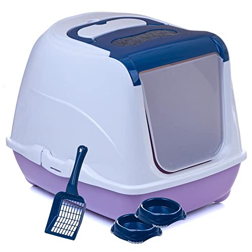 Katzentoilette Sondermodell 50 Katzenklo Schaufel Filter Haube blau und Flieder