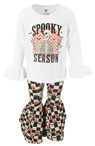 Image of Unique Baby 2 Piece Girls Double Bell Bottom Leggings Outfit with Long Sleeved Shirt Kid and Toddler Clothes Set