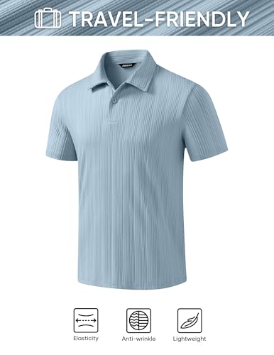 Camisetas polo informales para hombre JMIERR 2026, de punto elástico con textura estilo 'old money', manga corta miniatura 4