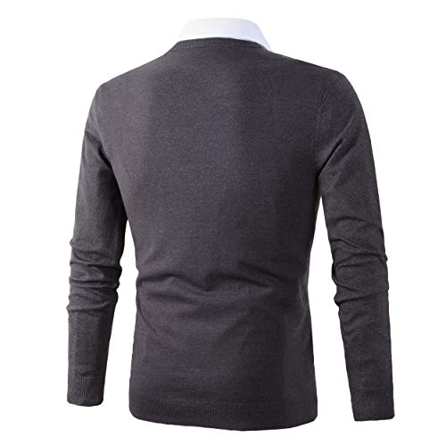 Mens Casual Slim Fit Basic Designed V-Neck Pullover Sweater - Image 3