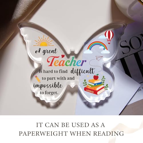 Image of Gifzy Teacher Appreciation Gifts for Women, Unique Butterfly Acrylic Plaque Desk Decor, Cute Teacher Birthday Christmas Gift, Teacher Daycare Preschool Kindergarten Gifts, 5 x 5 x 0.5 inches